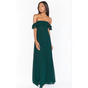SMYM Emma Dark Green Maxi Dress with slit.